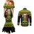 Jamaica Reggae Lion Christmas Couples Matching Mermaid Dress and Long Sleeve Button Shirt Kente Pattern Meri Krismiss