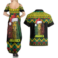 Jamaica Reggae Lion Christmas Couples Matching Summer Maxi Dress and Hawaiian Shirt Kente Pattern Meri Krismiss - Wonder Print Shop