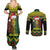 Jamaica Reggae Lion Christmas Couples Matching Summer Maxi Dress and Long Sleeve Button Shirt Kente Pattern Meri Krismiss - Wonder Print Shop
