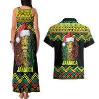 Jamaica Reggae Lion Christmas Couples Matching Tank Maxi Dress and Hawaiian Shirt Kente Pattern Meri Krismiss - Wonder Print Shop