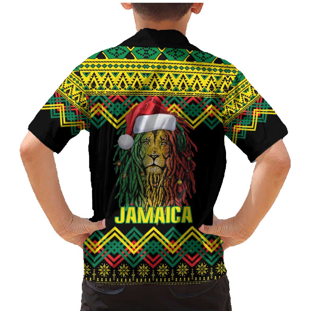 Jamaica Reggae Lion Christmas Family Matching Mermaid Dress and Hawaiian Shirt Kente Pattern Meri Krismiss - Wonder Print Shop