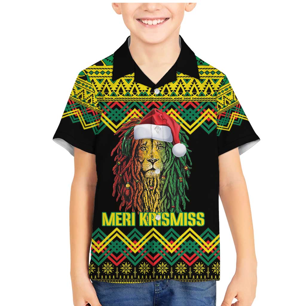 Jamaica Reggae Lion Christmas Family Matching Mermaid Dress and Hawaiian Shirt Kente Pattern Meri Krismiss - Wonder Print Shop