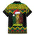 Jamaica Reggae Lion Christmas Family Matching Off Shoulder Short Dress and Hawaiian Shirt Kente Pattern Meri Krismiss - Wonder Print Shop