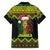 Jamaica Reggae Lion Christmas Family Matching Short Sleeve Bodycon Dress and Hawaiian Shirt Kente Pattern Meri Krismiss - Wonder Print Shop