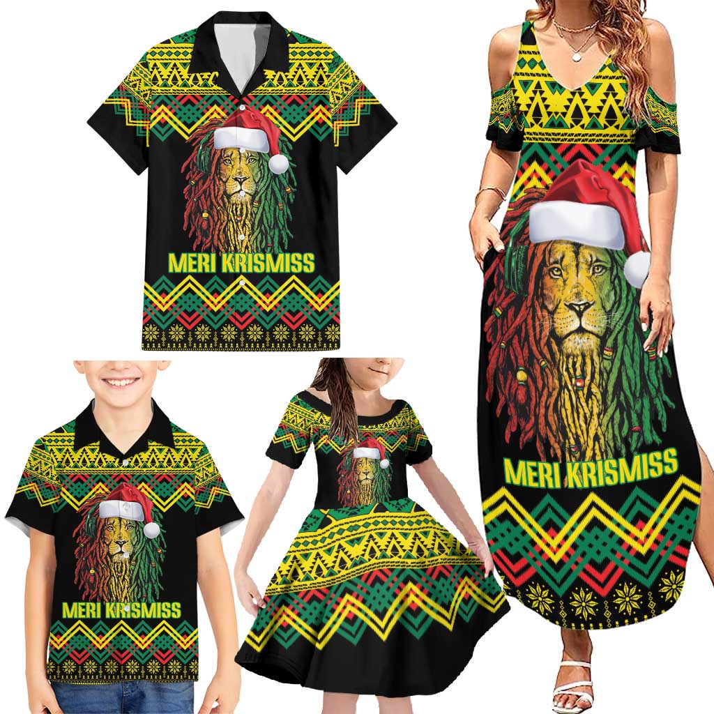 Jamaica Reggae Lion Christmas Family Matching Summer Maxi Dress and Hawaiian Shirt Kente Pattern Meri Krismiss - Wonder Print Shop