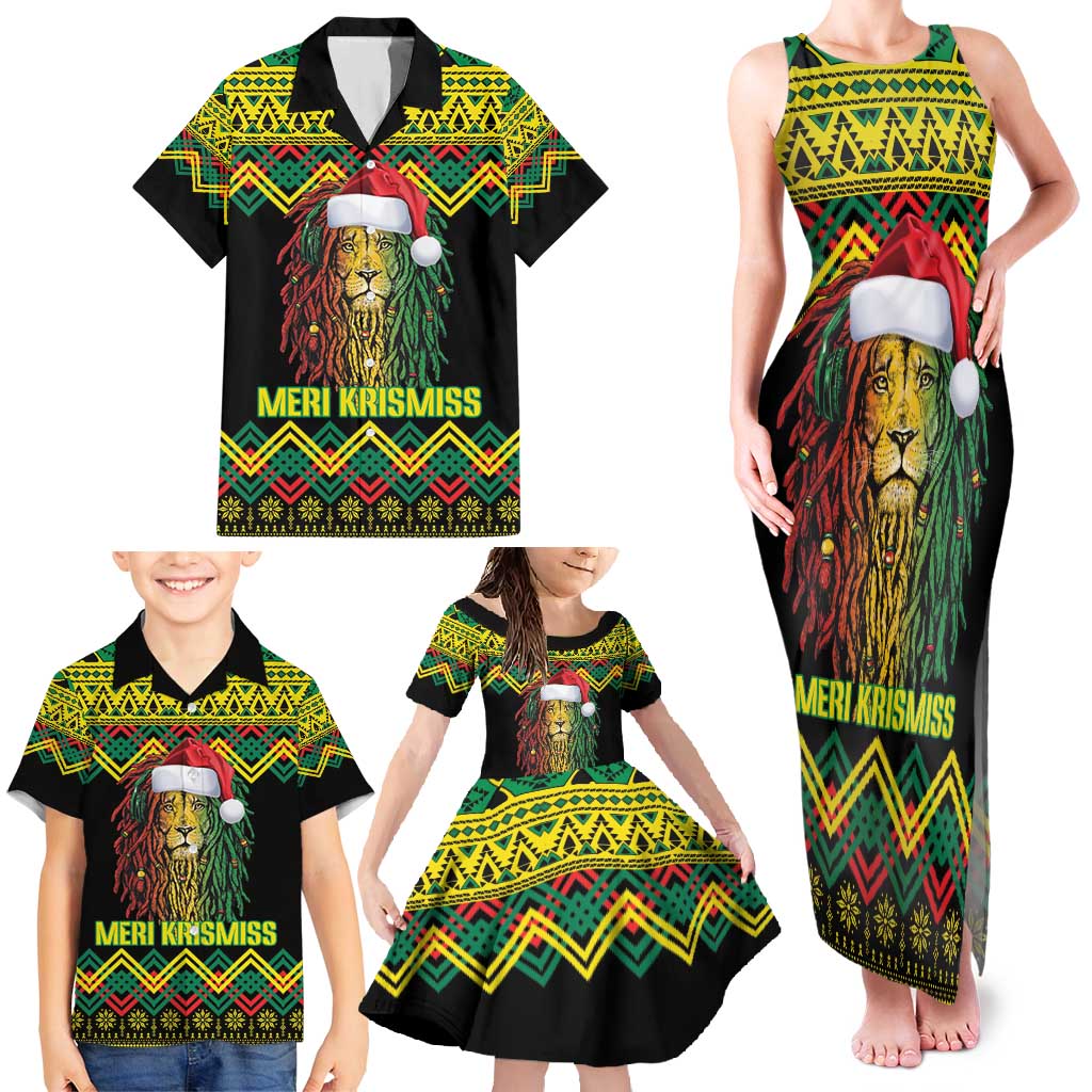 Jamaica Reggae Lion Christmas Family Matching Tank Maxi Dress and Hawaiian Shirt Kente Pattern Meri Krismiss - Wonder Print Shop