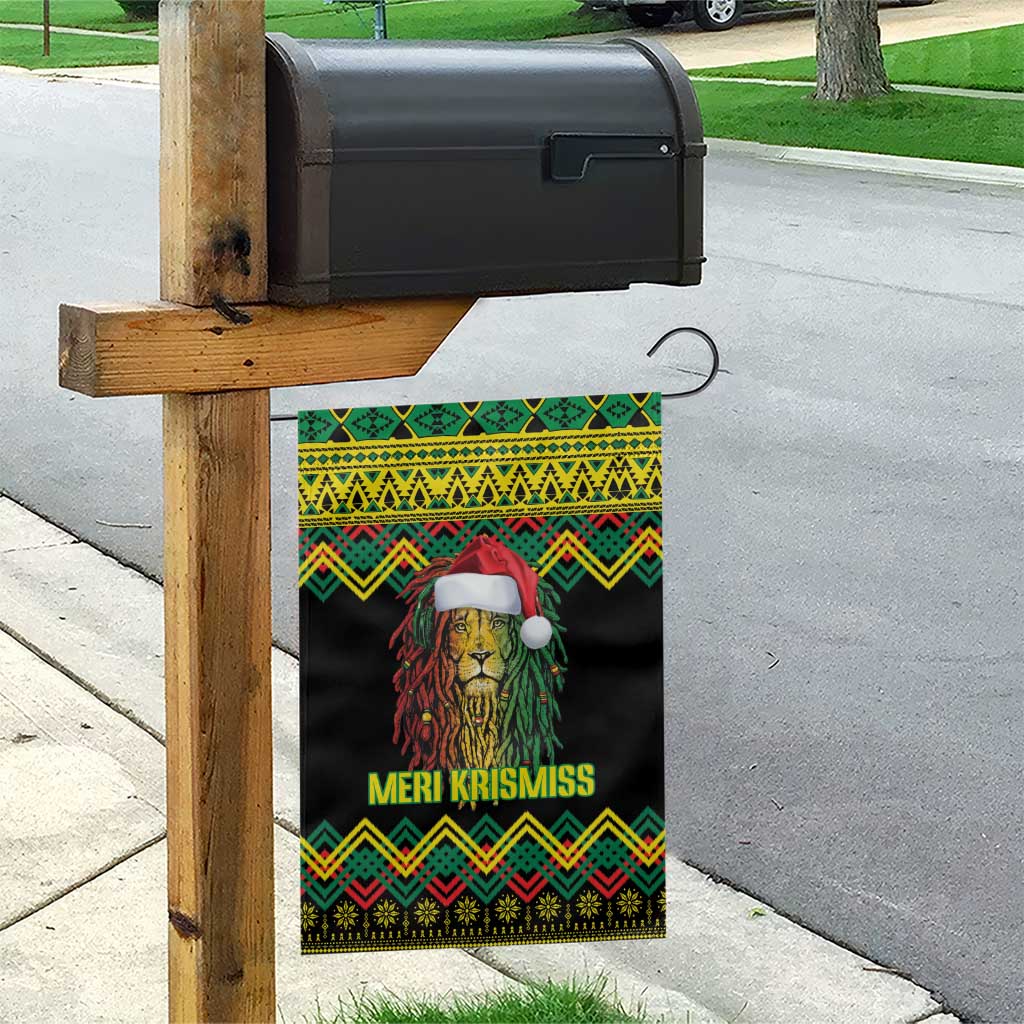 Jamaica Reggae Lion Christmas Garden Flag Kente Pattern Meri Krismiss - Wonder Print Shop