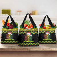 Jamaica Reggae Lion Christmas Grocery Bag Kente Pattern Meri Krismiss