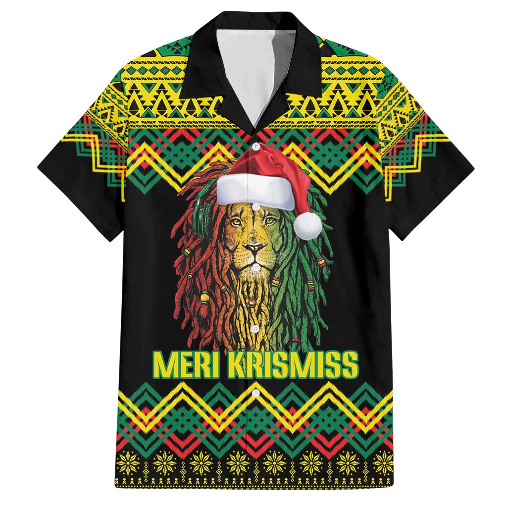 Jamaica Reggae Lion Christmas Hawaiian Shirt Kente Pattern Meri Krismiss - Wonder Print Shop