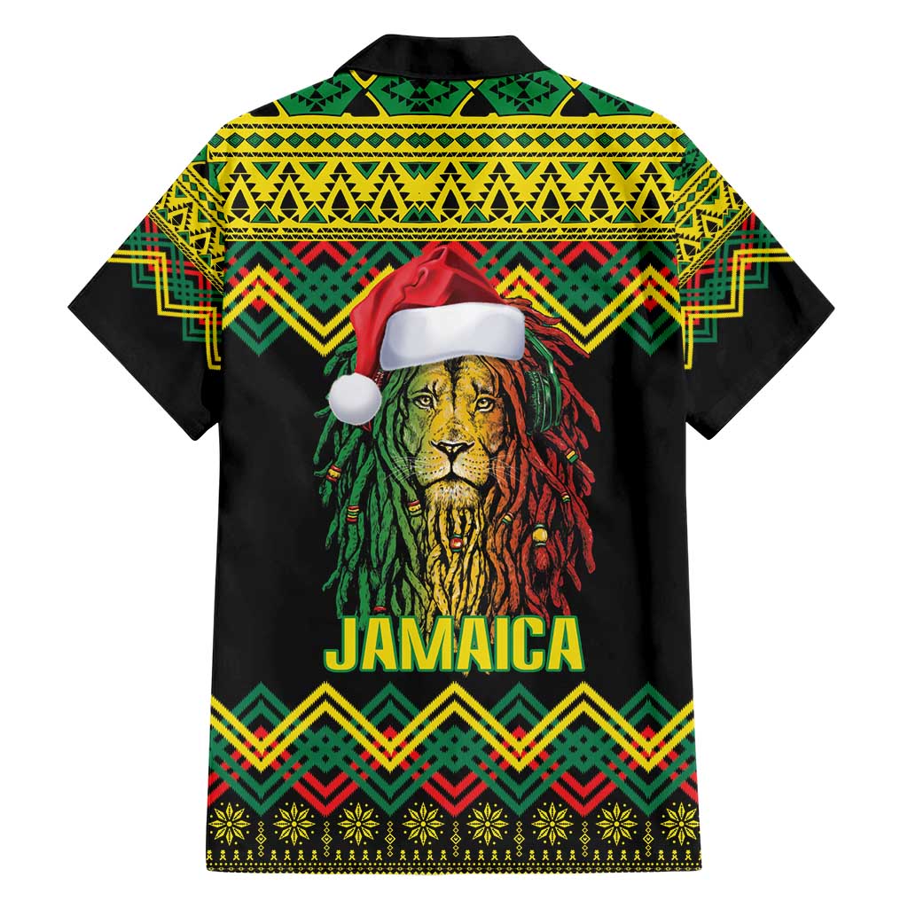 Jamaica Reggae Lion Christmas Hawaiian Shirt Kente Pattern Meri Krismiss - Wonder Print Shop
