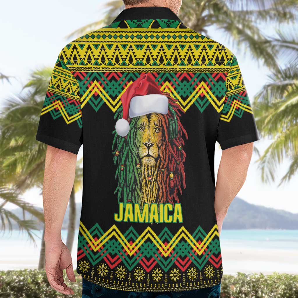 Jamaica Reggae Lion Christmas Hawaiian Shirt Kente Pattern Meri Krismiss - Wonder Print Shop