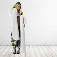 Jamaica Reggae Lion Christmas Hooded Blanket Kente Pattern Meri Krismiss