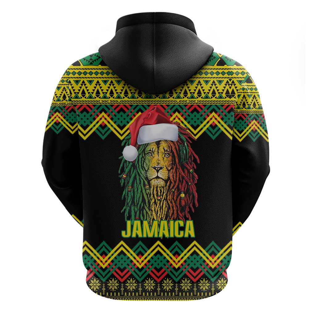 Jamaica Reggae Lion Christmas Hoodie Kente Pattern Meri Krismiss - Wonder Print Shop