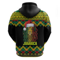 Jamaica Reggae Lion Christmas Hoodie Kente Pattern Meri Krismiss - Wonder Print Shop