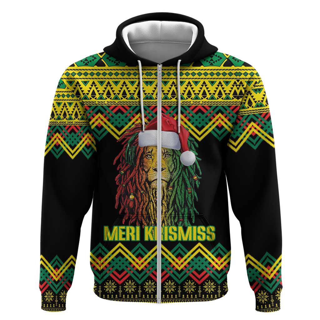 Jamaica Reggae Lion Christmas Hoodie Kente Pattern Meri Krismiss - Wonder Print Shop