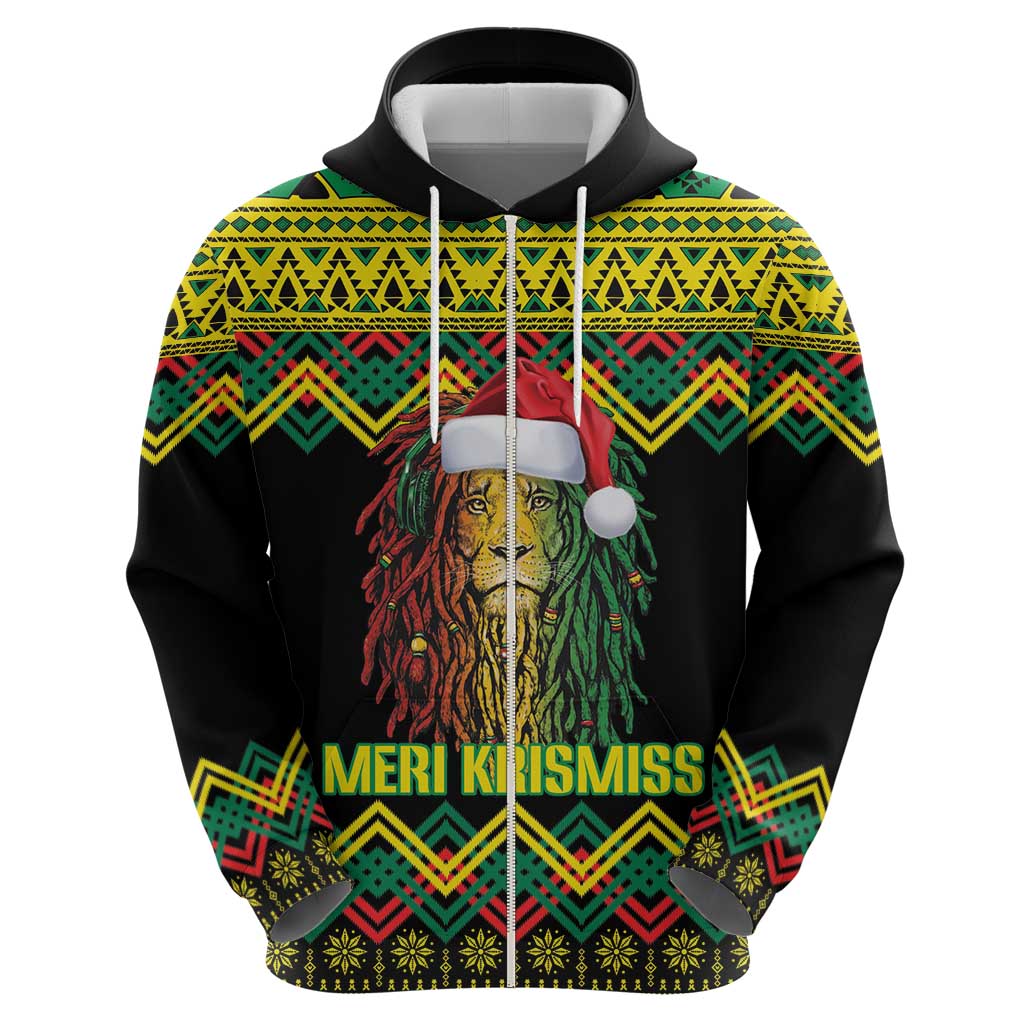 Jamaica Reggae Lion Christmas Hoodie Kente Pattern Meri Krismiss - Wonder Print Shop