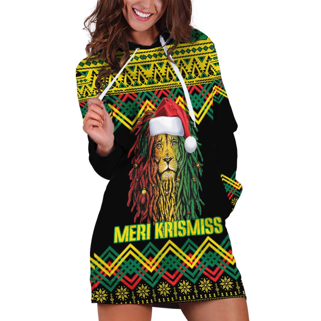 Jamaica Reggae Lion Christmas Hoodie Dress Kente Pattern Meri Krismiss - Wonder Print Shop
