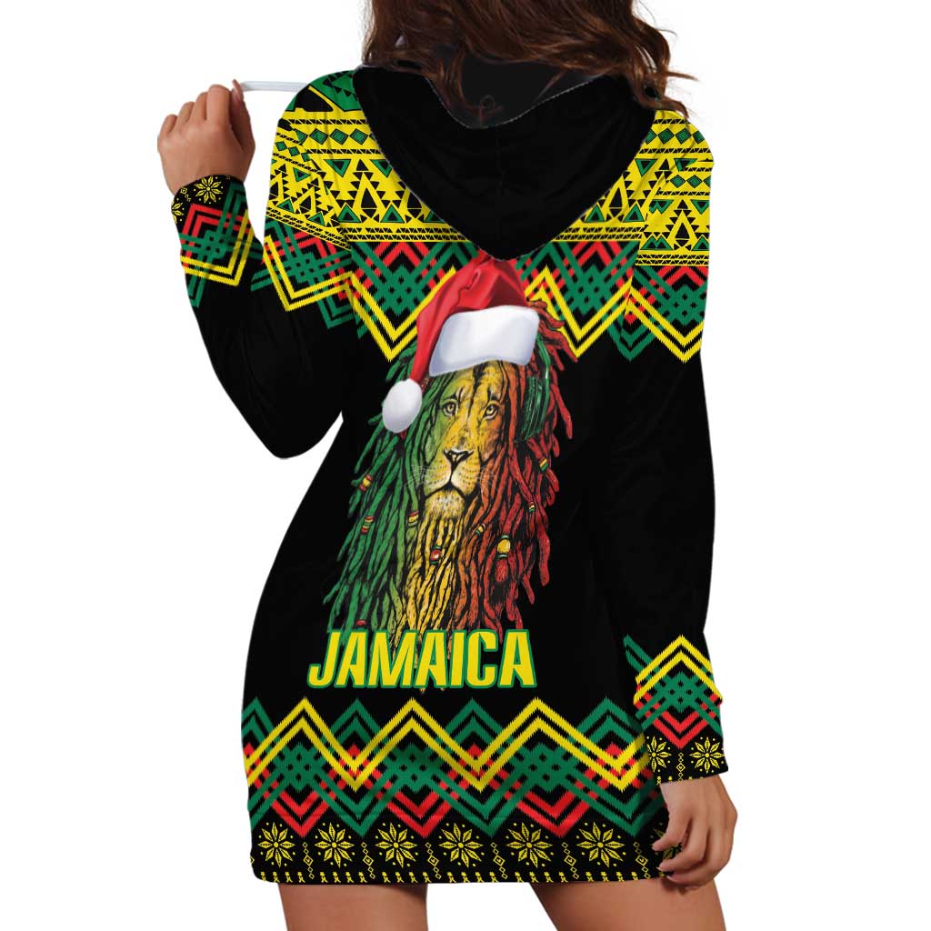 Jamaica Reggae Lion Christmas Hoodie Dress Kente Pattern Meri Krismiss - Wonder Print Shop