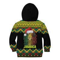 Jamaica Reggae Lion Christmas Kid Hoodie Kente Pattern Meri Krismiss - Wonder Print Shop