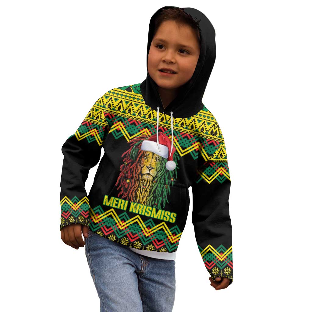 Jamaica Reggae Lion Christmas Kid Hoodie Kente Pattern Meri Krismiss - Wonder Print Shop