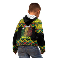 Jamaica Reggae Lion Christmas Kid Hoodie Kente Pattern Meri Krismiss - Wonder Print Shop