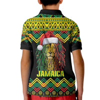 Jamaica Reggae Lion Christmas Kid Polo Shirt Kente Pattern Meri Krismiss - Wonder Print Shop