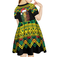 Jamaica Reggae Lion Christmas Kid Short Sleeve Dress Kente Pattern Meri Krismiss - Wonder Print Shop