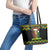 Jamaica Reggae Lion Christmas Leather Tote Bag Kente Pattern Meri Krismiss - Wonder Print Shop