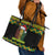Jamaica Reggae Lion Christmas Leather Tote Bag Kente Pattern Meri Krismiss - Wonder Print Shop
