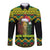 Jamaica Reggae Lion Christmas Long Sleeve Button Shirt Kente Pattern Meri Krismiss - Wonder Print Shop