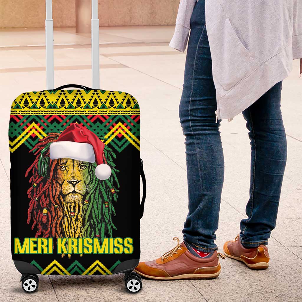 Jamaica Reggae Lion Christmas Luggage Cover Kente Pattern Meri Krismiss - Wonder Print Shop