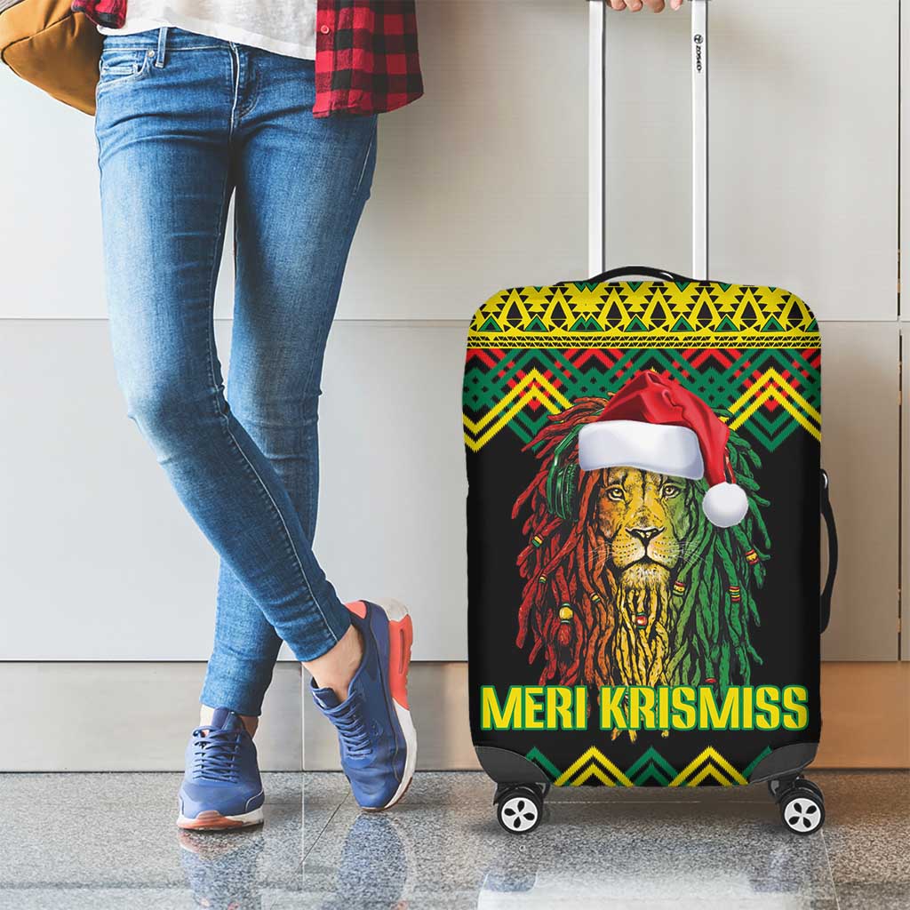 Jamaica Reggae Lion Christmas Luggage Cover Kente Pattern Meri Krismiss - Wonder Print Shop
