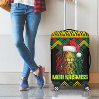 Jamaica Reggae Lion Christmas Luggage Cover Kente Pattern Meri Krismiss - Wonder Print Shop