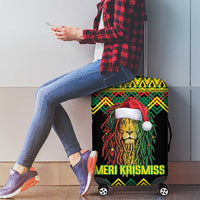 Jamaica Reggae Lion Christmas Luggage Cover Kente Pattern Meri Krismiss - Wonder Print Shop