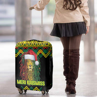 Jamaica Reggae Lion Christmas Luggage Cover Kente Pattern Meri Krismiss - Wonder Print Shop
