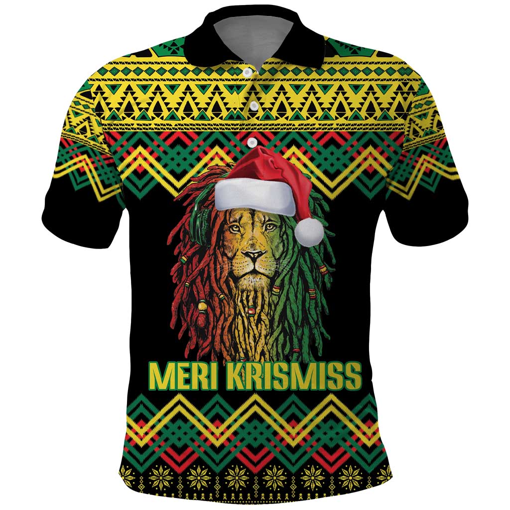 Jamaica Reggae Lion Christmas Polo Shirt Kente Pattern Meri Krismiss - Wonder Print Shop