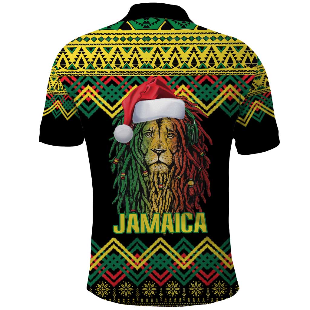 Jamaica Reggae Lion Christmas Polo Shirt Kente Pattern Meri Krismiss - Wonder Print Shop