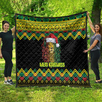 Jamaica Reggae Lion Christmas Quilt Kente Pattern Meri Krismiss - Wonder Print Shop