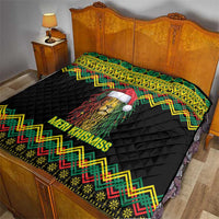 Jamaica Reggae Lion Christmas Quilt Kente Pattern Meri Krismiss - Wonder Print Shop