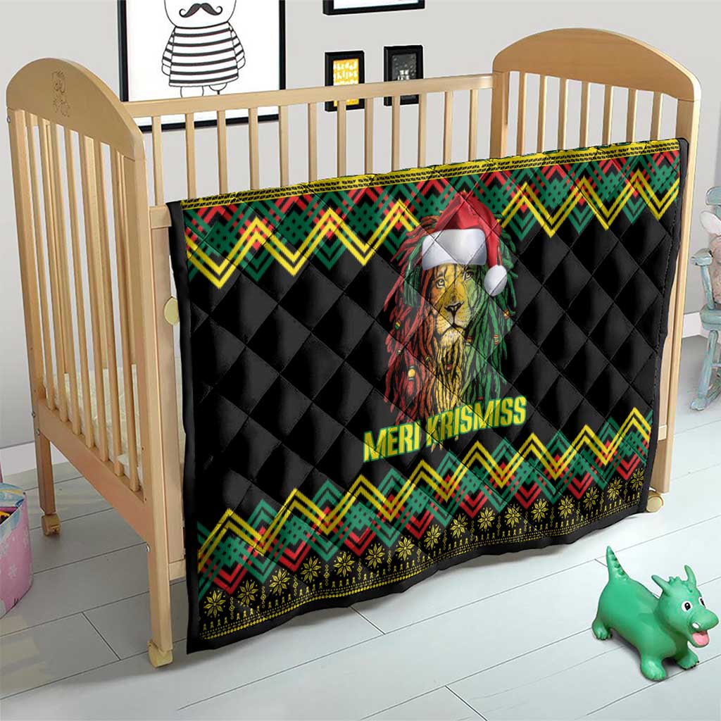 Jamaica Reggae Lion Christmas Quilt Kente Pattern Meri Krismiss - Wonder Print Shop