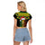 Jamaica Reggae Lion Christmas Raglan Cropped T Shirt Kente Pattern Meri Krismiss - Wonder Print Shop