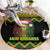 Jamaica Reggae Lion Christmas Round Carpet Kente Pattern Meri Krismiss