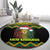 Jamaica Reggae Lion Christmas Round Carpet Kente Pattern Meri Krismiss
