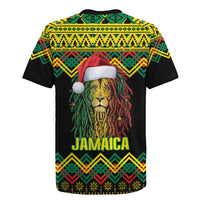 Jamaica Reggae Lion Christmas Rugby Jersey Kente Pattern Meri Krismiss - Wonder Print Shop