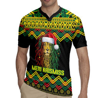 Jamaica Reggae Lion Christmas Rugby Jersey Kente Pattern Meri Krismiss - Wonder Print Shop
