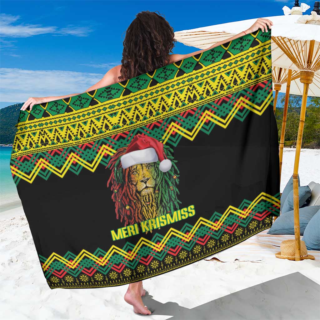 Jamaica Reggae Lion Christmas Sarong Kente Pattern Meri Krismiss - Wonder Print Shop