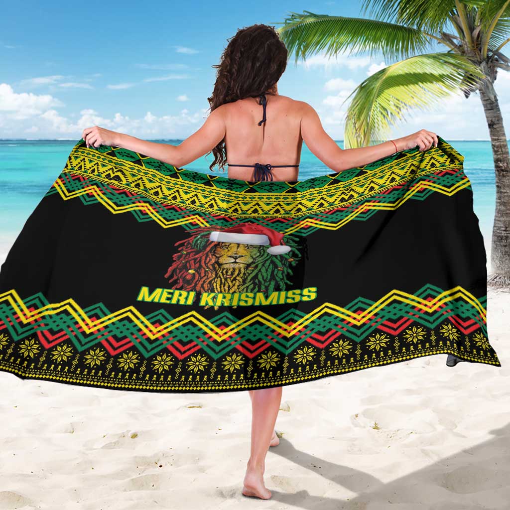 Jamaica Reggae Lion Christmas Sarong Kente Pattern Meri Krismiss - Wonder Print Shop