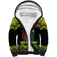 Jamaica Reggae Lion Christmas Sherpa Hoodie Kente Pattern Meri Krismiss - Wonder Print Shop