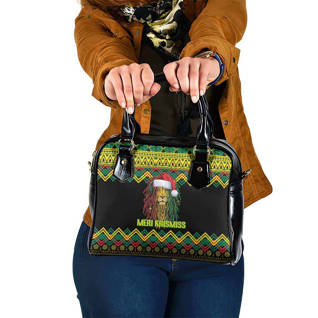 Jamaica Reggae Lion Christmas Shoulder Handbag Kente Pattern Meri Krismiss