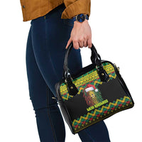 Jamaica Reggae Lion Christmas Shoulder Handbag Kente Pattern Meri Krismiss